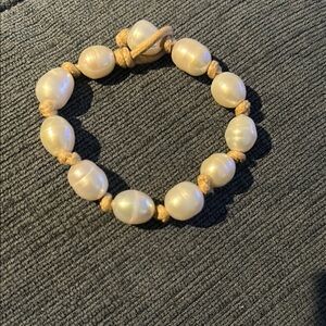 Baroque Freshwater Pearls on Beige Satin Cord